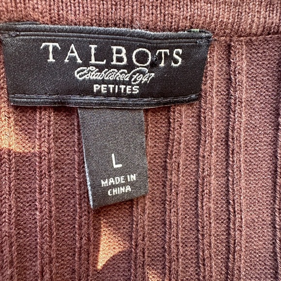 Talbots Petites Brown Ribbed Open-Front Cardigan - Size L petite - Picture 3 of 5